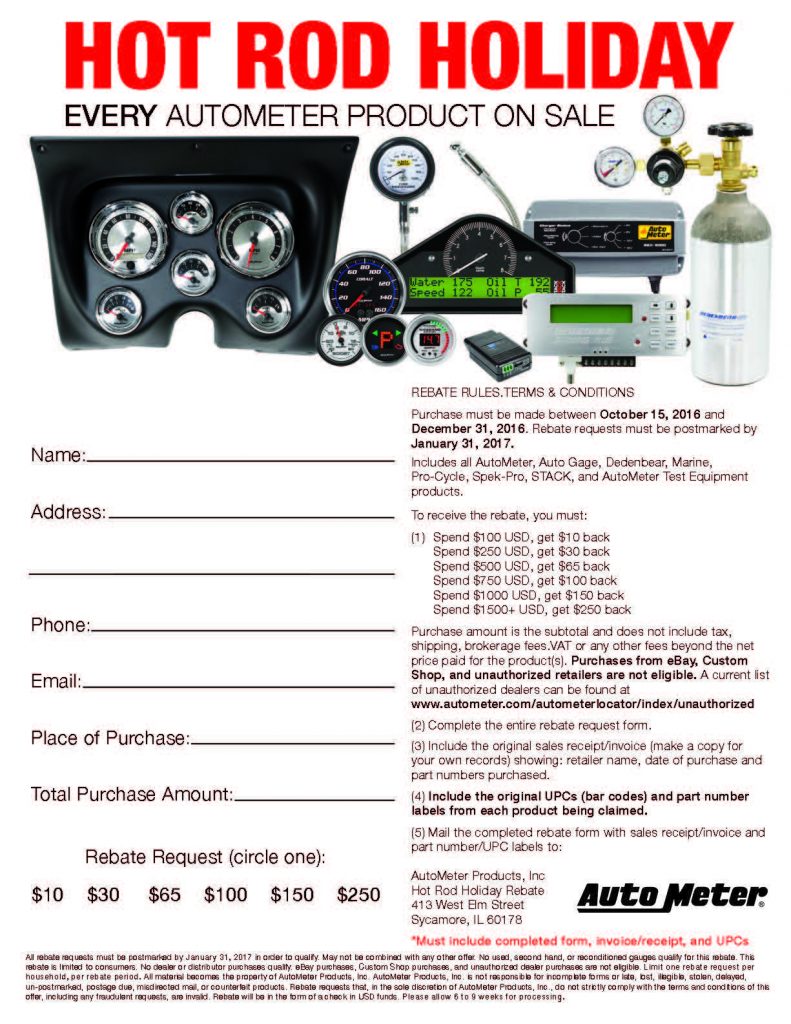 Auto Meter Hot Rod Holiday Rebate: Get Cash Back on Your Purchases