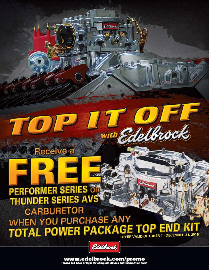 Edelbrock Promotion: Get a FREE Performer or Thunder Series Carb