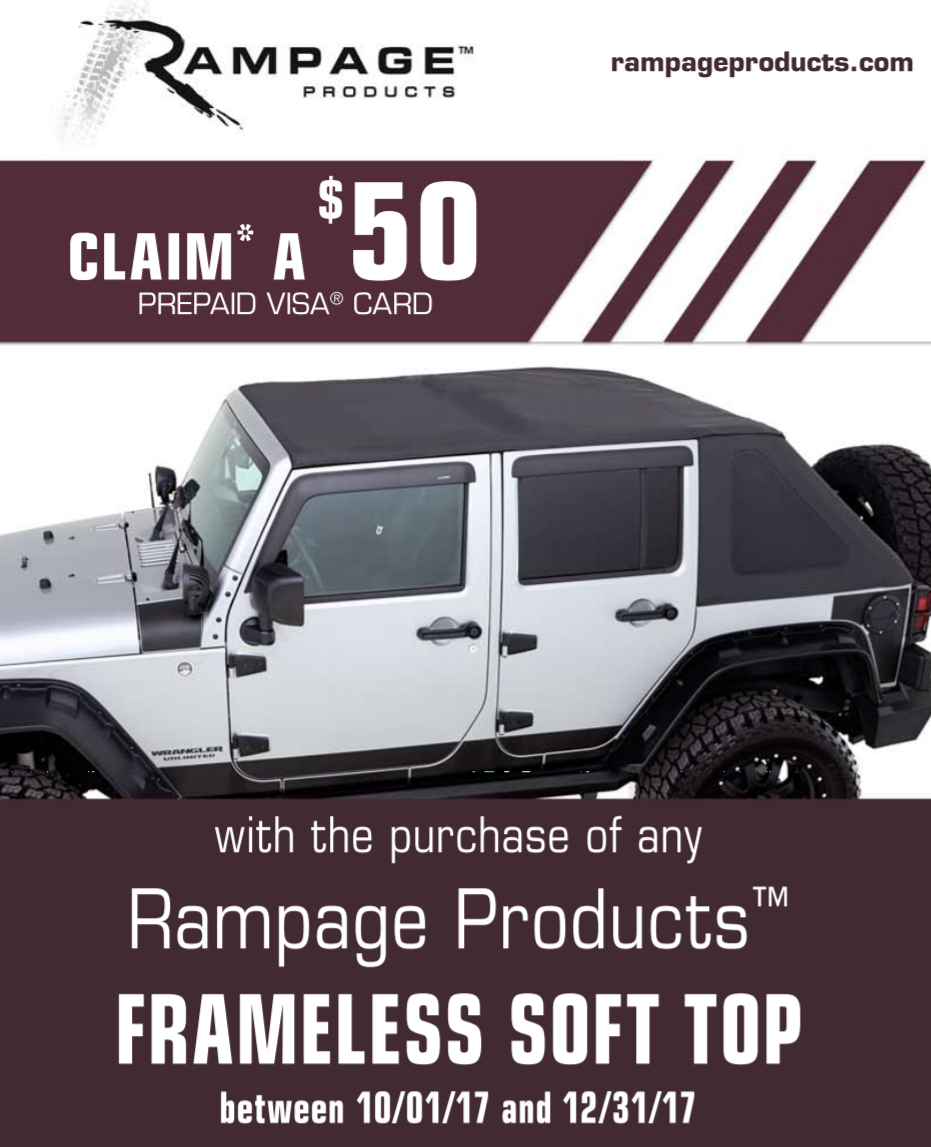 Rampage 50 Prepaid Card on Frameless Soft Top