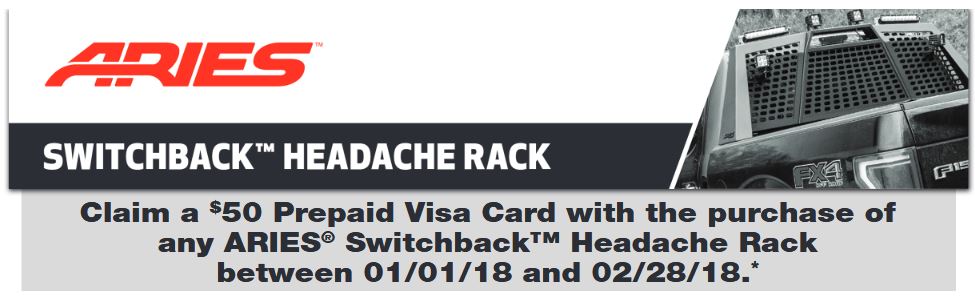 ARIES 25 Prepaid Card on Switchback Headache Rack
