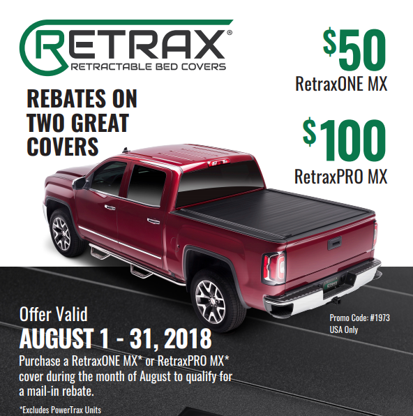 Retrax Up to 100 Rebate on Truck Bed Covers in August