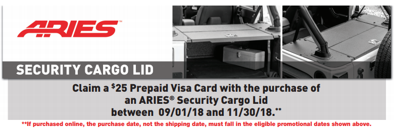 ARIES 25 Prepaid Card with Security Cargo Lid Purchase
