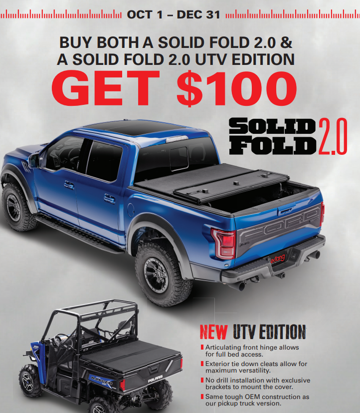 Extang $100 Back on Solid Fold 2.0 and 2.0 UTV Edition