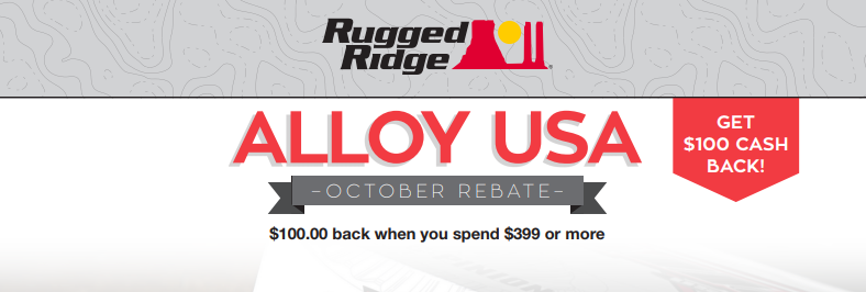 Rugged Ridge $100 Back on Alloy USA