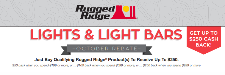Rugged Ridge Up to $250 Back on Lights and Light Bars