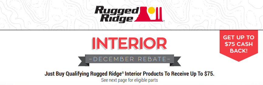 Rugged Ridges Up to $75 Back on Interior Products