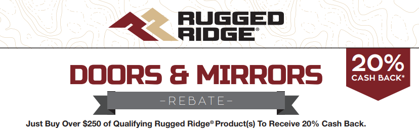 Rugged Ridge: Get 20% Back on Qualifying Door and Mirror Purchases of at Least $250