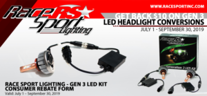 Race Sport Lighting: Get $10 Back on GEN3 LED Headlight Conversion Kits