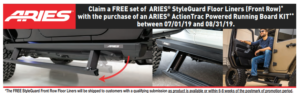 ARIES: Get Free StyleGuard Front Floor Liners with ActionTrac Kit Purchase