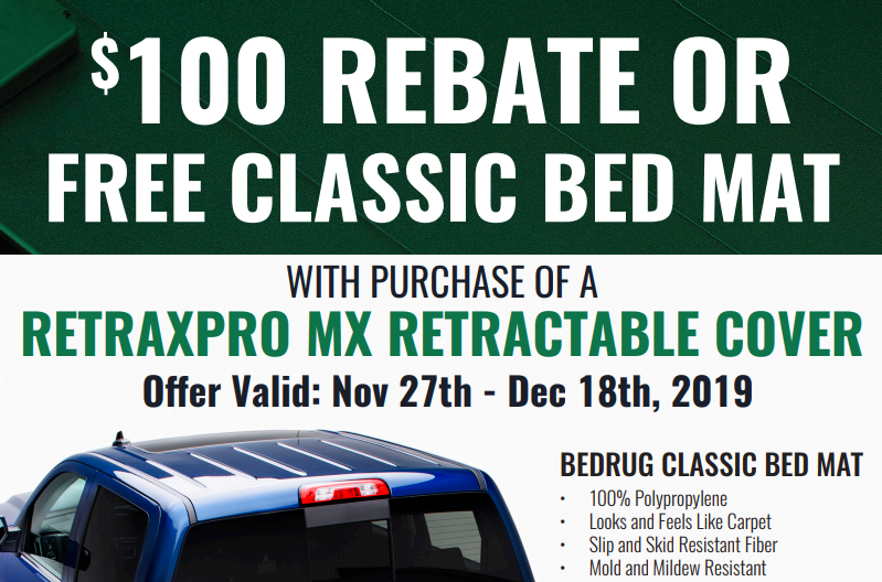 Retrax: Get Free BedRug Classic Bed Mat or $100 Back on RetraxPRO MX Retractable Truck Bed Cover