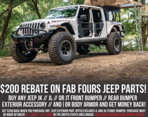 Fab Fours: Get $200 Back on Select Jeep JK, JL, and JT Exterior Parts